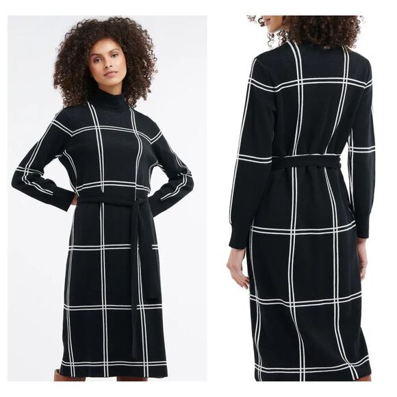 Barbour Aldora Windowpane Long Sleeve Cotton Blend Sweater Dress (US/12) - Picture 10 of 10